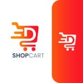 Letter D Shopping Cart Logo, Fast Trolley Shop Icon Royalty Free Stock Photo