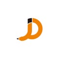 Letter d simple geometric pencil shape logo vector Royalty Free Stock Photo