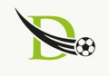 Letter D Soccer Football Logo. Soccer Club Symbol Concept Of Football Team Icon