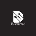 Letter d spoon fork knife food restaurant symbol vector