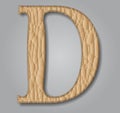 Letter D of textured leather. Decorative alphabet on grey background Vector illustration