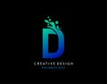 Letter D Water Splash Logo. Modern Techno Alphabetical Icon, Template Design Royalty Free Stock Photo