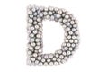 Letter D from white pearls, 3D rendering