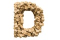Letter D from wooden boxes. 3D rendering Royalty Free Stock Photo