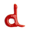 Letter D written with ketchup on white background Royalty Free Stock Photo