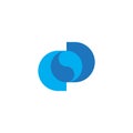 Letter dd rotate blue water logo vector