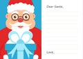 Letter Dear santa claus for Merry Christmas or New year. Postcard or greeting card template. Flat.