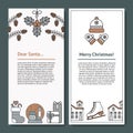 Letter Design Template for Santa, Christmas mail. Letterhead with Copy Space for Text and illustration of Mistletoe Royalty Free Stock Photo