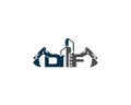 Letter DF Building With Excavator Logo