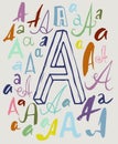 Letter A in different styles