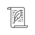 Letter, document, text, copywriting line icon.