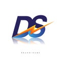 Letter DS logo with Lightning icon, letter combination Power Energy Logo design for Creative Power ideas, web, business and