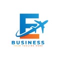 Letter E with Airplane Logo Design. Suitable for Tour and Travel, Start up, Logistic, Business Logo Template Royalty Free Stock Photo