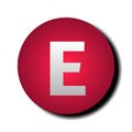 Letter E Alphabet Capital On Red Sphere On White Background