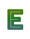 Letter E of the alphabet made with green gradient