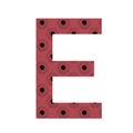 Letter E of the alphabet made with a pattern of sunflowers with a dark pink background Royalty Free Stock Photo