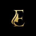 Letter E Beauty Women Face Logo Design Vector