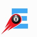 Letter E Billiard Sports Team Club Logo. 8 Ball Pool Logo Design Template