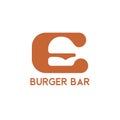 letter E burger bar logo. Burger shop logo