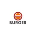 Letter e burger shape simple geometric logo vector