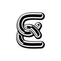 Letter E Celtic font. norse medieval ornament ABC. Traditional a