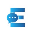 Letter E Chat Communicate Logo Design Concept With Bubble Chat Symbol Royalty Free Stock Photo
