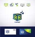 Letter E cube box logo icon Royalty Free Stock Photo