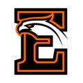 Letter E with eagle head.