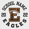 Letter E with eagle head mascot logo design Royalty Free Stock Photo