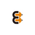 Letter E education pencil shape geometric design logo vector Royalty Free Stock Photo