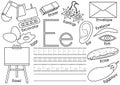 Letter E. English alphabet. Educational game for children. Royalty Free Stock Photo