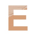 Letter E of the English alphabet, gray paper cardboard texture on white background - Vector