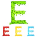 Letter E with flow drops colors