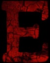 letter e font in grunge horror style with cracked texture