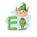 Letter E with funny Elf