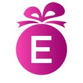 Letter E Gift Box Logo. Giftbox Icon Celebration Logo Element Template