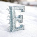 Letter E with ice elements isolated on white background Royalty Free Stock Photo