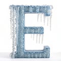 Letter E with ice elements isolated on white background Royalty Free Stock Photo