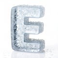 Letter E with ice elements made of ice isolated on white background Royalty Free Stock Photo