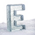 Letter E with ice elements made of ice isolated on white background Royalty Free Stock Photo