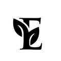 Letter e leaf black logo