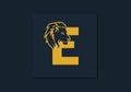 Letter E with a lion face. Lion head logo design inside letter Q. Abstract, creative Emblem letter F for the brand identity.