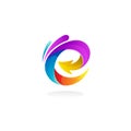 E logo and arrow design colorful style Royalty Free Stock Photo