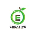 Letter E logo in fresh Orange Fruit with Modern Style. Brand Identity Logos Designs Vector Illustration Template Royalty Free Stock Photo