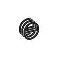 Letter e logo monogram isometric form three letters eee initials lowercase, black and white lines design element for technological