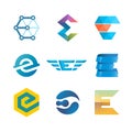 Letter E logo set. Color icon templates design. Royalty Free Stock Photo