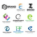 Letter E logo set. Set of colorful E letter symbols Royalty Free Stock Photo