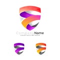 E logo with shield design Royalty Free Stock Photo