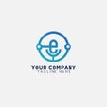 Letter E Mic podcast talk logo vector design