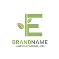 Letter e with natural green leaf logo Royalty Free Stock Photo
